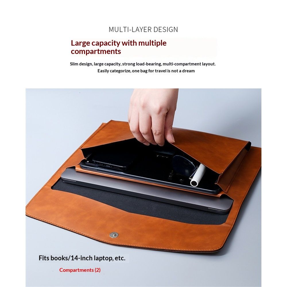 1 Piece PU Leather Envelope File Folders A4 Paper Document Filing Envelope Document Organizer Leather Portfolio Folder Holder (Brown)