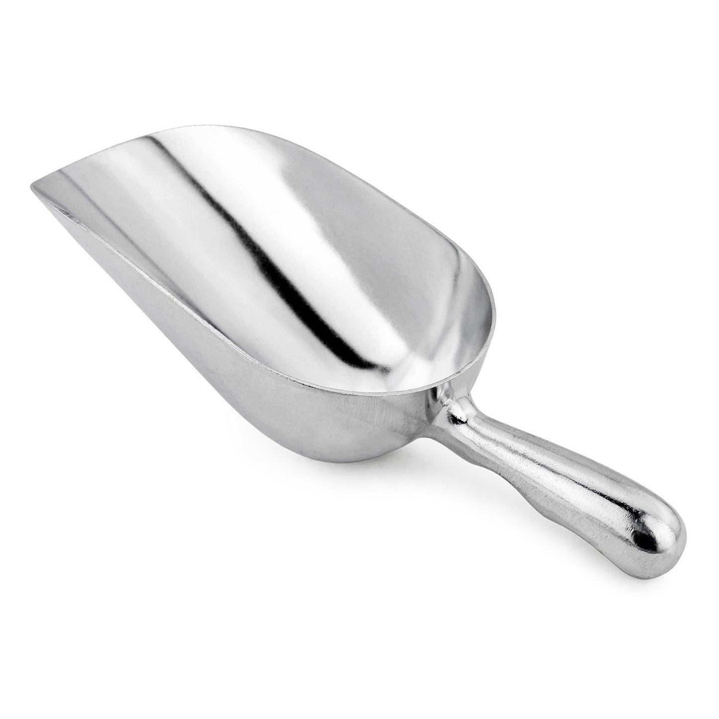 One-Piece Cast Aluminum Round Bottom Bar Ice Flour Utility Scoop, 6 -Ounce, Silver Ice Cube Scoop Shovel Scoops Multipurpose Kitchen Spoon