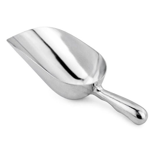 One-Piece Cast Aluminum Round Bottom Bar Ice Flour Utility Scoop, 6 -Ounce, Silver Ice Cube Scoop Shovel Scoops Multipurpose Kitchen Spoon