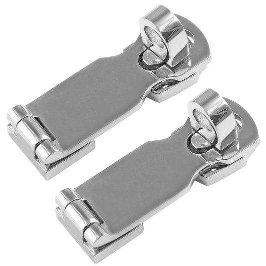 2 Pcs  Marine Grade Door Hasp, 316 Stainless Steel Swivel Safety Hasp, Heavy Duty Door Hasp with Turning Padlock Eye Mount