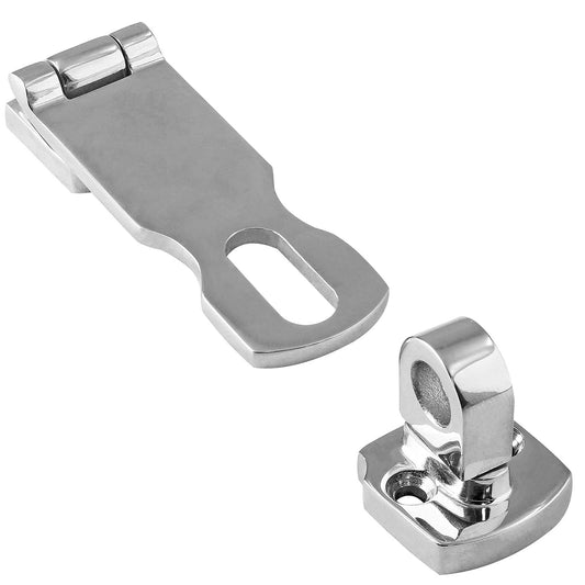 2 Pcs  Marine Grade Door Hasp, 316 Stainless Steel Swivel Safety Hasp, Heavy Duty Door Hasp with Turning Padlock Eye Mount