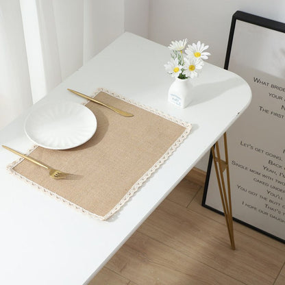 Placemats and Beige Lace Jute Rustic Farmhouse Table Mats Table Decor & One of Life's Little Home Luxuries for Special Occasions, Parties, Weddings, BBQ's, Holidays (Set of 6)
