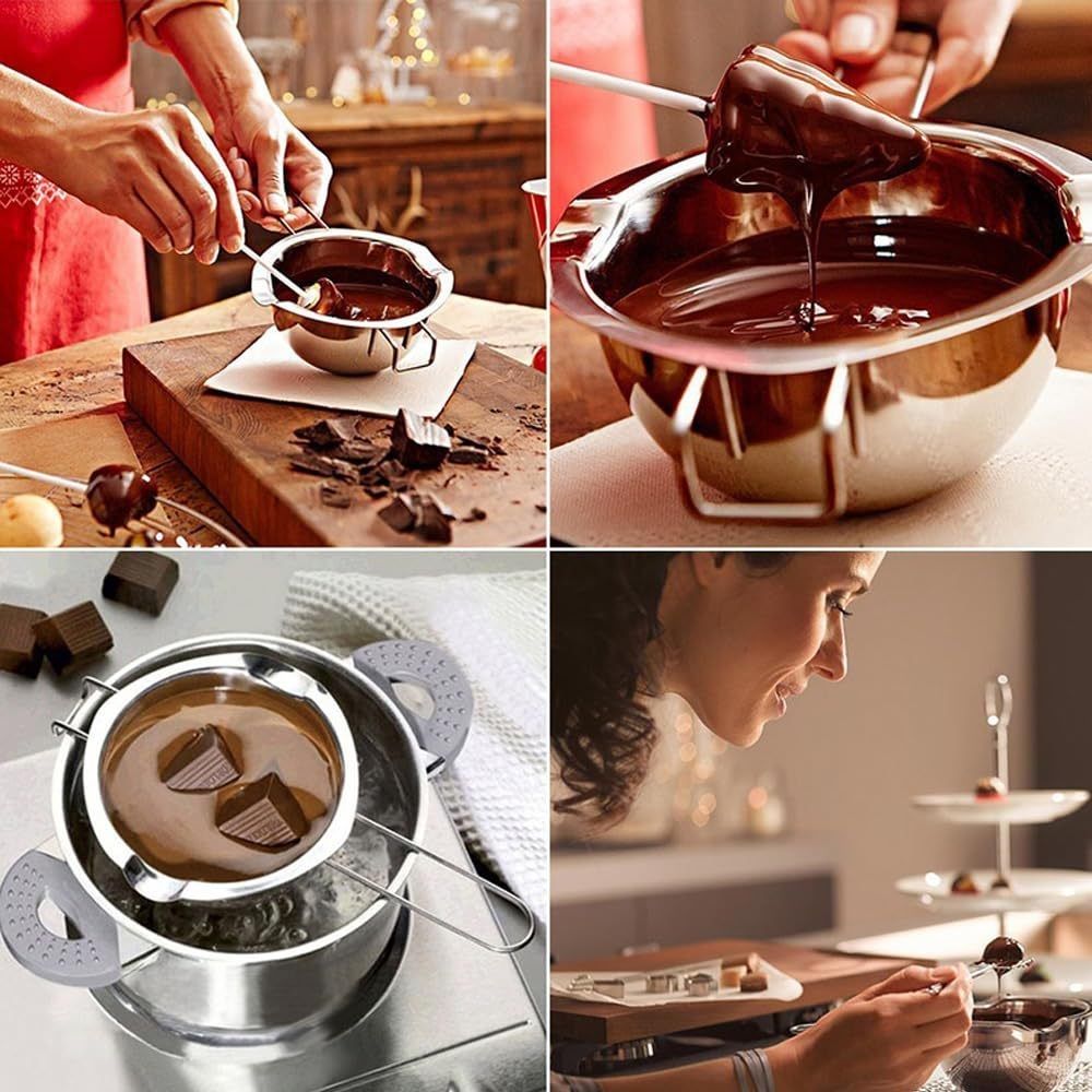 400ML upgraded stainless steel chocolate, candle, and candy melting pot, handmade soap melting small pot (304 steel)