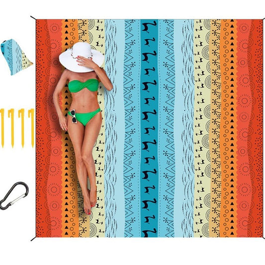 Beach Blanket Waterproof Sandproof Extra Large Beach Mat  for Adults Quick Drying Durable Outdoor Picnic Mat for Beach Travel Camping Hiking（Bohemian 210 * 200cm）