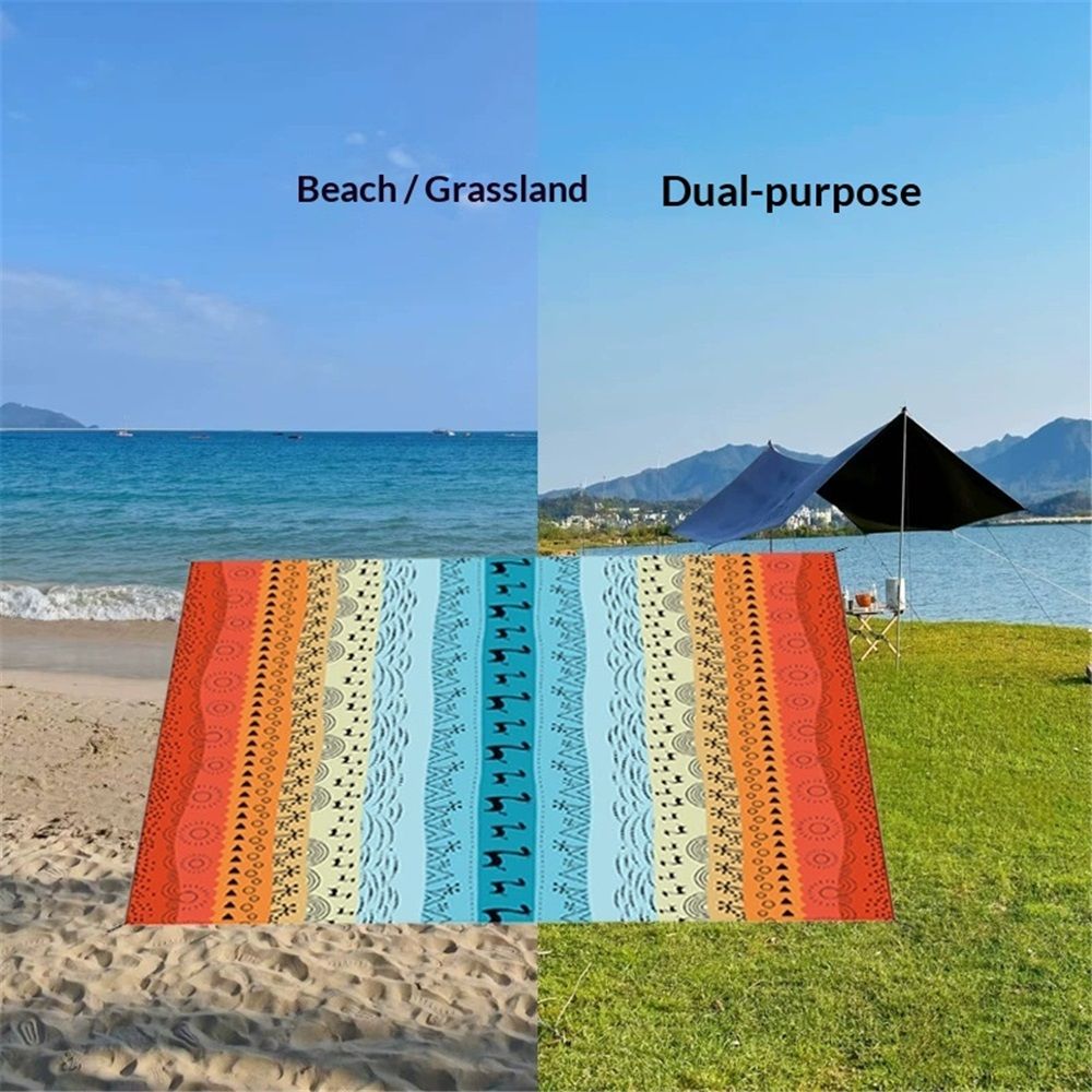 Beach Blanket Waterproof Sandproof Extra Large Beach Mat  for Adults Quick Drying Durable Outdoor Picnic Mat for Beach Travel Camping Hiking（Bohemian 210 * 200cm）