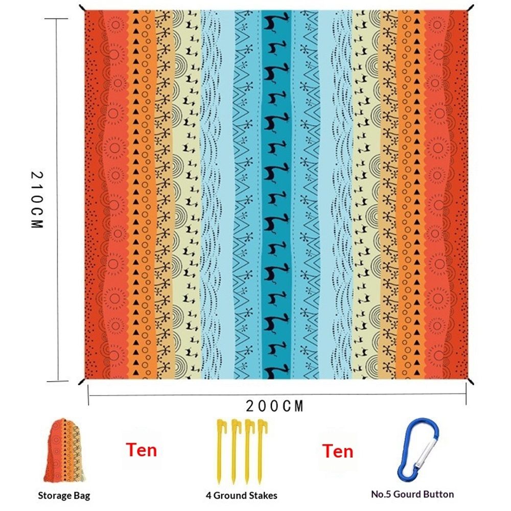 Beach Blanket Waterproof Sandproof Extra Large Beach Mat  for Adults Quick Drying Durable Outdoor Picnic Mat for Beach Travel Camping Hiking（Bohemian 210 * 200cm）
