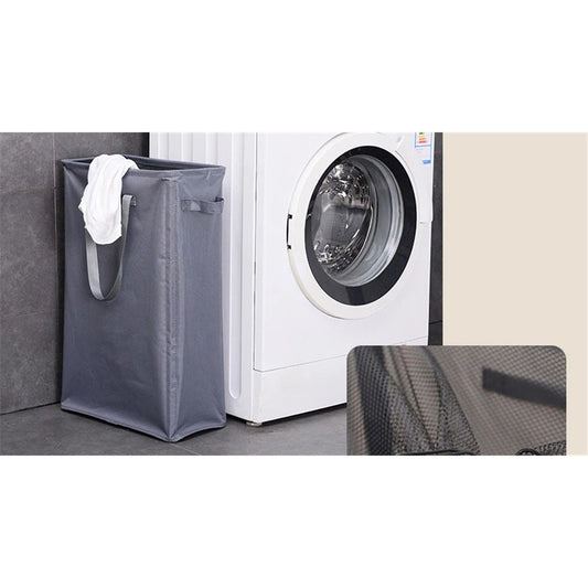 Ultra thin laundry basket, narrow laundry basket with handle, foldable, portable storage box for dirty clothes (dark gray 39*19*60)