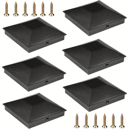 4x4 column caps (actual 3.5 "x 3.5") for wooden columns, durable powder coated fence caps for decks, terraces, and fences, weather resistant and rust resistant, 4x4 metal column caps (6-piece set)