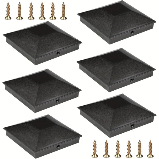 4x4 column caps (actual 3.5 "x 3.5") for wooden columns, durable powder coated fence caps for decks, terraces, and fences, weather resistant and rust resistant, 4x4 metal column caps (6-piece set)