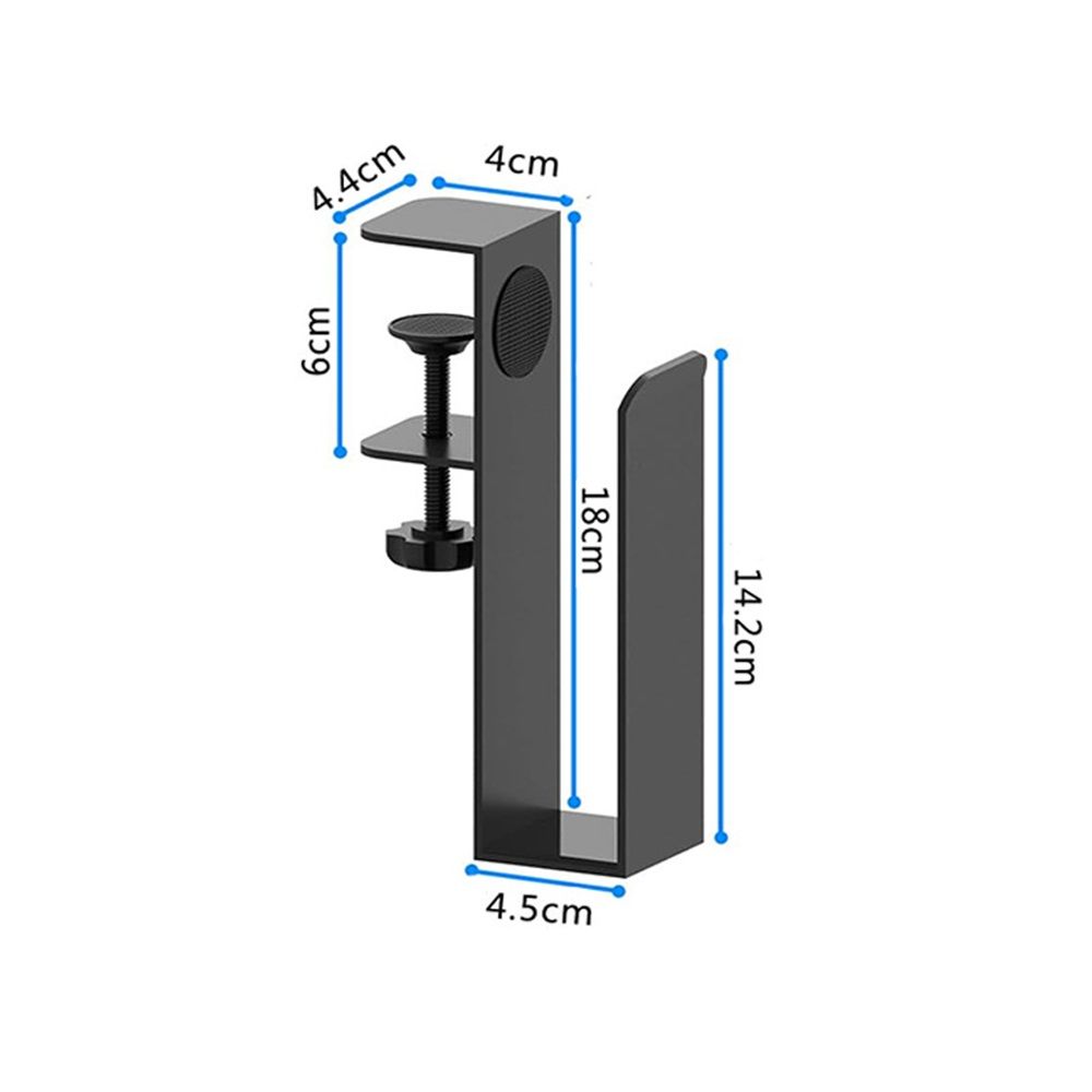 Adjustable Side Laptop Mount, No Drill Desk Storage Organizer,  Stainless steel Hanging Notebooks Holder, Punch-Free Clamp , Documents With Anti-Scratch Silicone (BLACK)