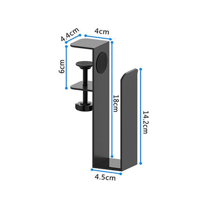 Adjustable Side Laptop Mount, No Drill Desk Storage Organizer,  Stainless steel Hanging Notebooks Holder, Punch-Free Clamp , Documents With Anti-Scratch Silicone (BLACK)
