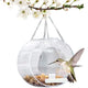 Round Acrylic Hanging Bird Feeder Bowl Transparent Food Cage for Small Birds Indoor Outdoor Feeding Rack for Canaries Parrots Finches