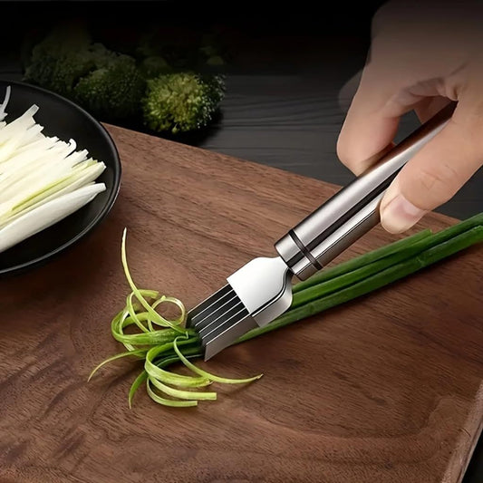 Stainless Steel Green Onion Knife, Green Onion Cutter Slicer Scallion Cutter Shred Knife Blade Slice Cutlery Vegetable Slicer Shredder Kitchen Tool for Home Restaurant Hotel（2 Pack）