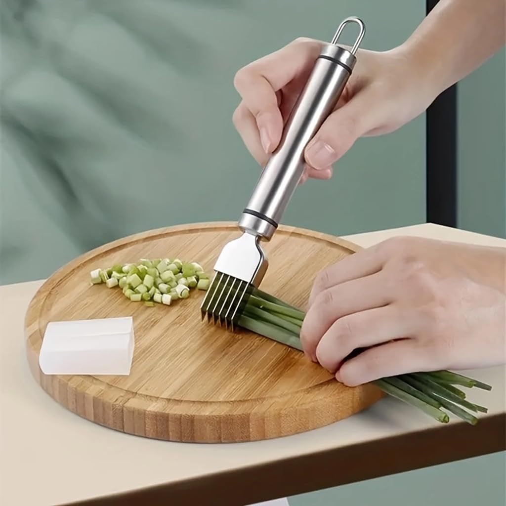 Stainless Steel Green Onion Knife, Green Onion Cutter Slicer Scallion Cutter Shred Knife Blade Slice Cutlery Vegetable Slicer Shredder Kitchen Tool for Home Restaurant Hotel（2 Pack）