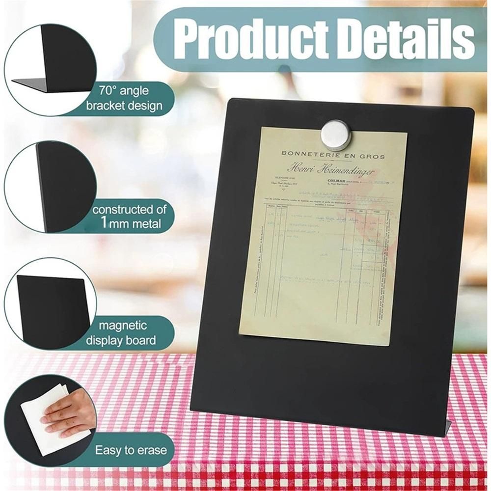 Magnet Board,Black Magnetic Board,Metal Magnetic Bulletin Board,Magnet Display Stand for Home, School, Kitchen, Office