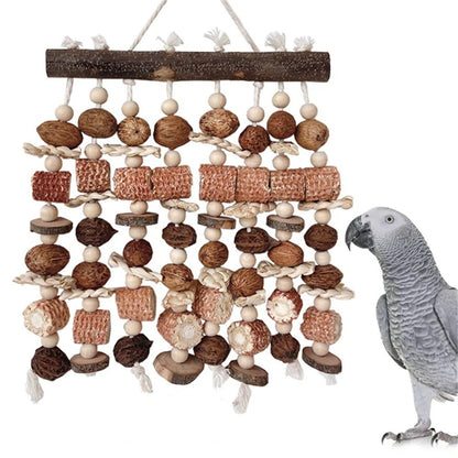 Large parrot toys, natural nuts, corn cobs, wooden African grey macaw, chew and tear toys, cockatoos, cockatoos, and large and medium-sized birds