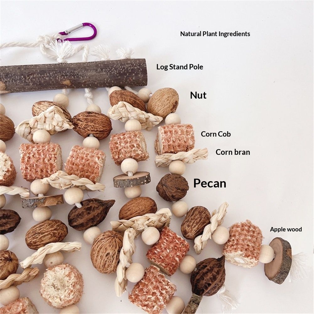 Large parrot toys, natural nuts, corn cobs, wooden African grey macaw, chew and tear toys, cockatoos, cockatoos, and large and medium-sized birds
