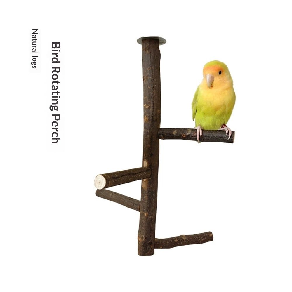 Bird perch bracket toy, natural wooden parrot perch birdcage, branch perch parrot, macaw, sparrow, love bird accessories, rotating stand