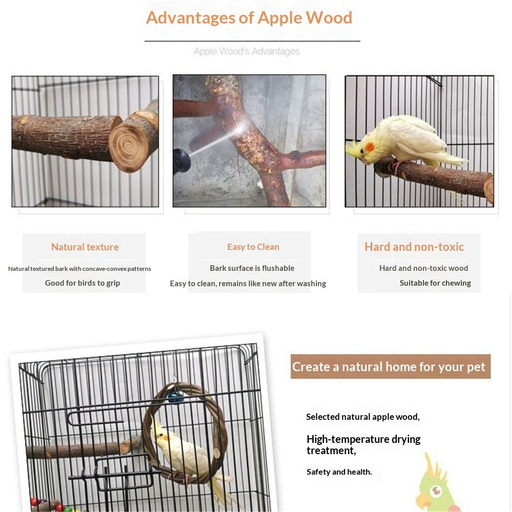 Bird perch bracket toy, natural wooden parrot perch birdcage, branch perch parrot, macaw, sparrow, love bird accessories, rotating stand