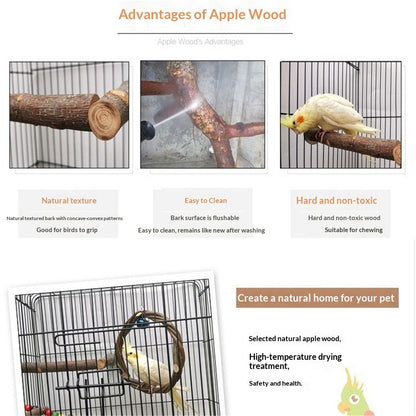 Bird perch bracket toy, natural wooden parrot perch birdcage, branch perch parrot, macaw, sparrow, love bird accessories, rotating stand