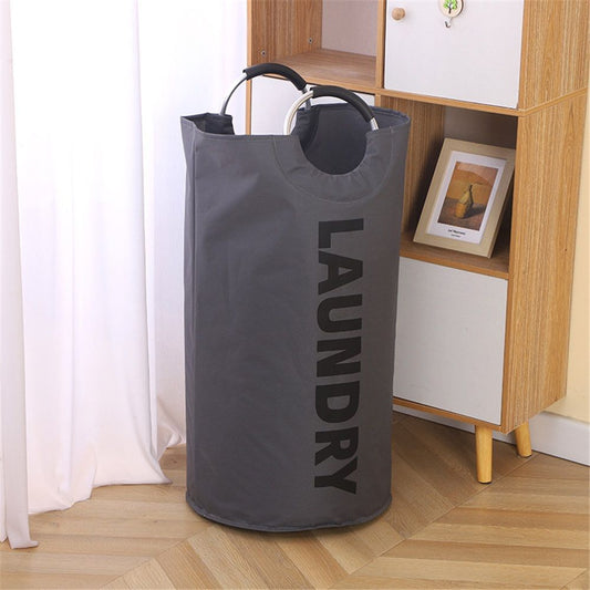 90L Large Laundry Basket, Collapsible Laundry Bag, Freestanding Tall Clothes Hamper, Foldable Washing Bin (Dark Blue)