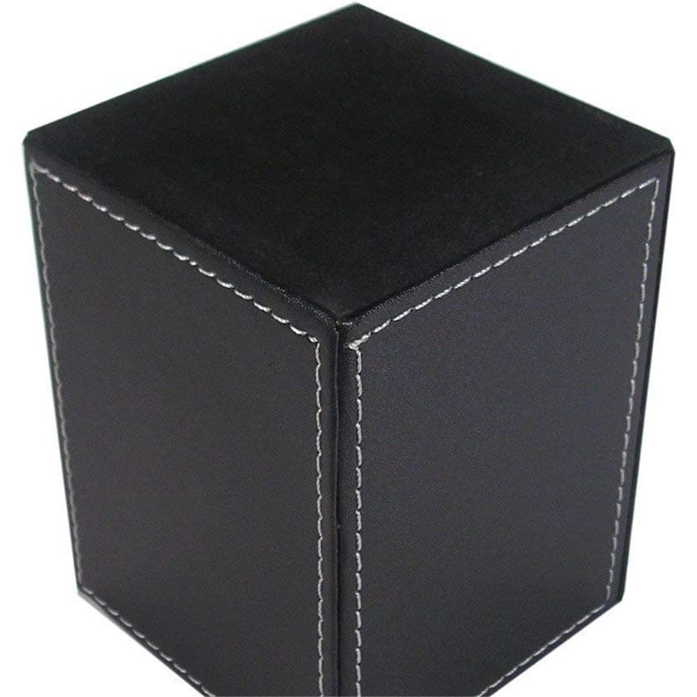 Square single pen holder office desktop storage box, solid color leather storage holder, creative and simple pen holder(black)