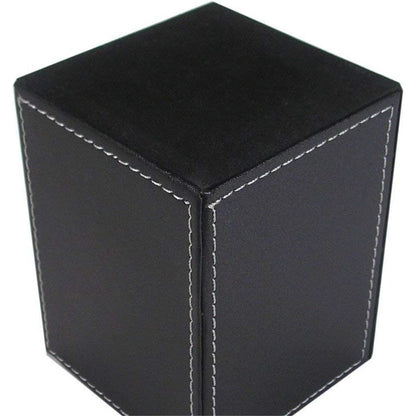 Square single pen holder office desktop storage box, solid color leather storage holder, creative and simple pen holder(black)