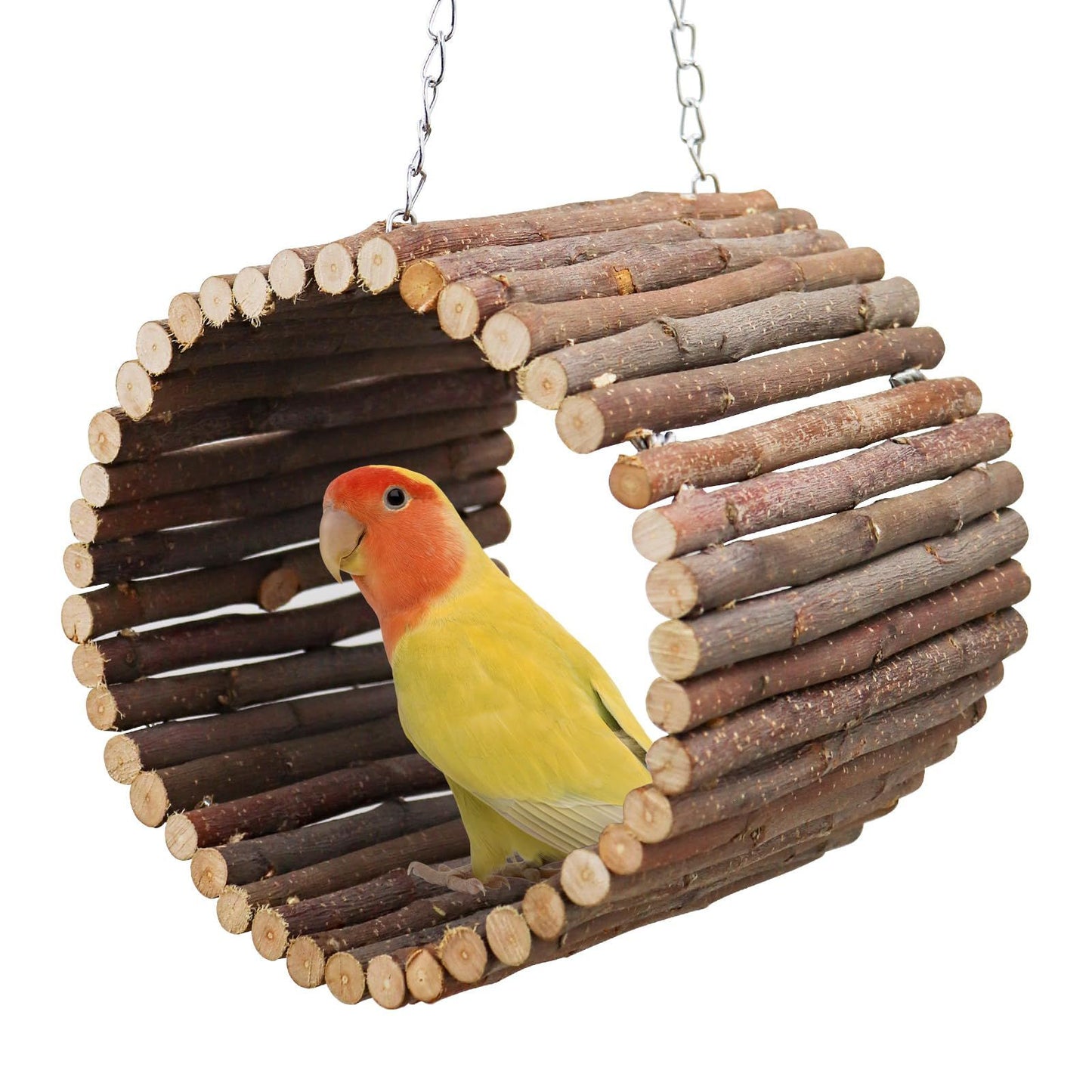 Parrot Swing Toys, Hanging Perch Stand, Natural Willow Wood Hammock, Bird Cage Accessories for Parakeets, Cockatiels, Lovebirds, Hamster, Rat（10*15cm）
