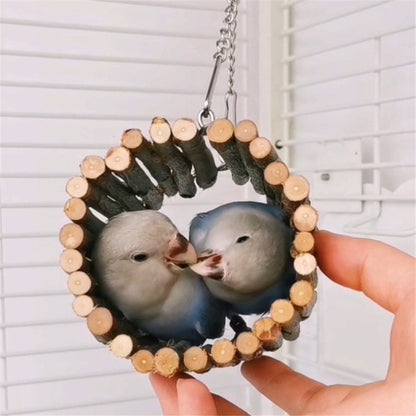 Parrot Swing Toys, Hanging Perch Stand, Natural Willow Wood Hammock, Bird Cage Accessories for Parakeets, Cockatiels, Lovebirds, Hamster, Rat（10*15cm）