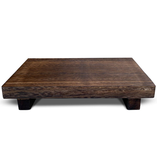 Simple Rustic Pedestal Stand - Handmade Small Wood Tray - Soap Tray for Kitchen Sink, Bathroom (Brown)
