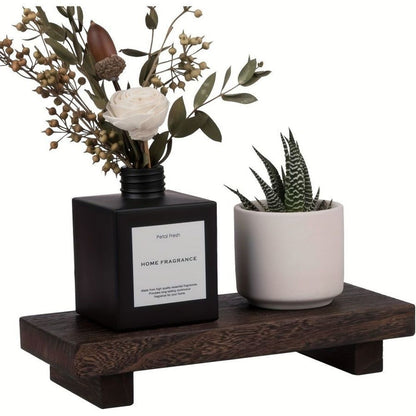 Simple Rustic Pedestal Stand - Handmade Small Wood Tray - Soap Tray for Kitchen Sink, Bathroom (Brown)