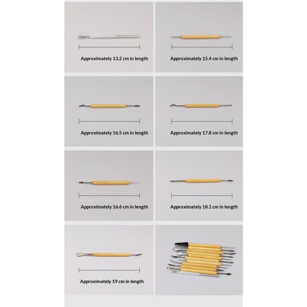 11 Pcs Pottery & Clay Sculpting Tools, Double-Sided, Ceramics Tools Smooth Wooden Handles for Trimming, Embossing Pattern.