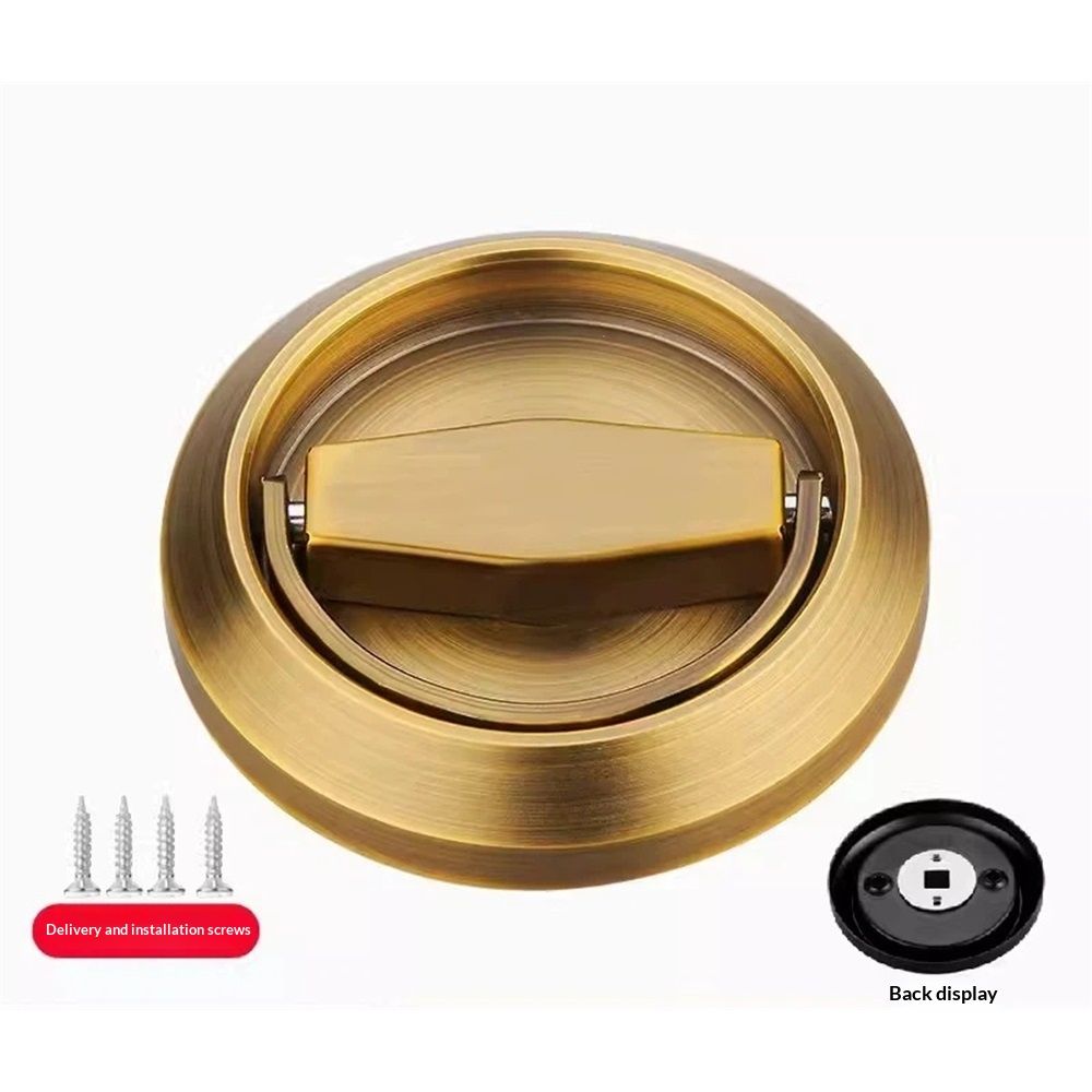 2pcs  Recessed Door Handles, Round Flush Pulls Stainless Steel Furniture Locks Hidden Embedded Fireproof Door Furniture (yellow)