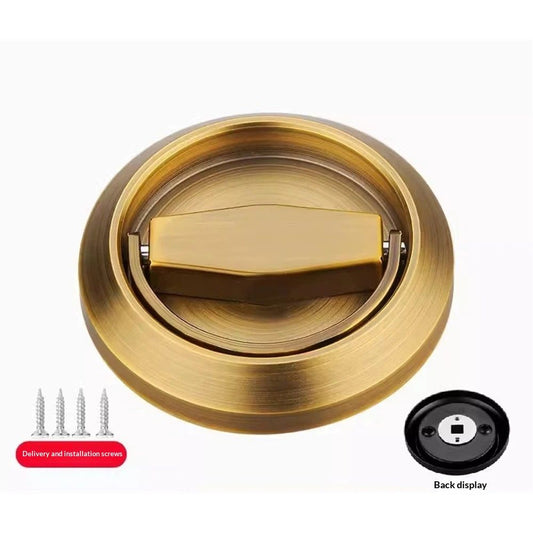 2pcs  Recessed Door Handles, Round Flush Pulls Stainless Steel Furniture Locks Hidden Embedded Fireproof Door Furniture (yellow)