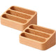 2pcs Beech Wood Business Card Holder for Desk, 3 Card Slots Business Card Display Holder Stand