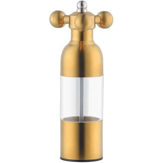 Pepper Modern Manual Grinder Set with Solid Handle - Stainless Steel Faucet Shakers | Refillable Adjustable Coarseness Mill for BBQ Restaurant, Home(Gold)