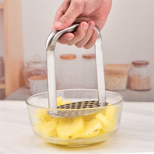 Duty Potato Masher With Horizontal Handle | Avocado Masher | Versatile Food Masher For Vegetable | Made of Durable Stainless Steel |  - Silver