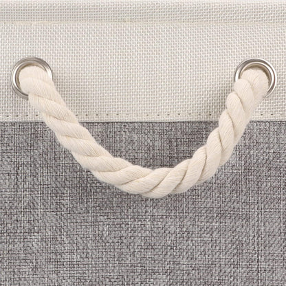 2pcs Cube Storage Bins 28*28*28cm Grey-Black Cube Storage Boxes Collapsible Large Cloth Organizer Baskets with Cotton Rops Handles for Storage Cubbies or Closet Shelf White + gray