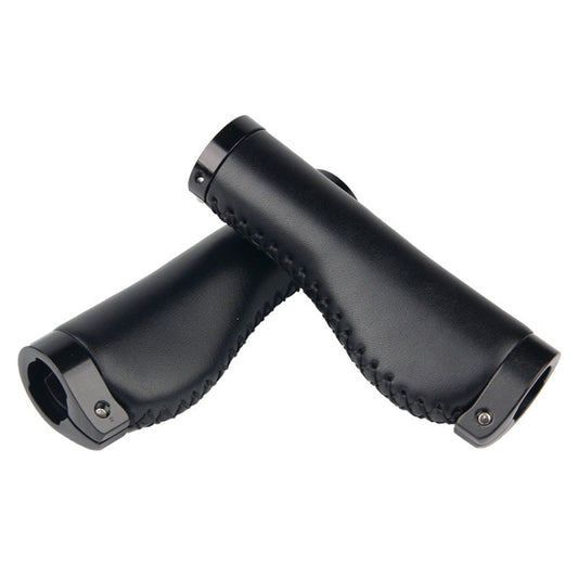 1 Pair Leather Grips Lock On Locking PU Handlebar Grips Grip Handle End Holding Locking Grips for  Mountain Bike(Black)