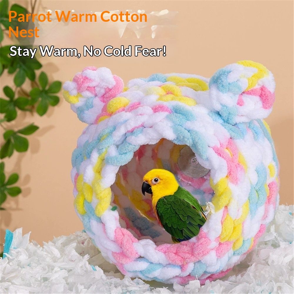 Bird's Nest, Breeding Room Parrot Nesting with Cockcomb, Lovebird, Canary, Sparrow, Cute Ear Design Bird's Nest  (Multi-Colored)