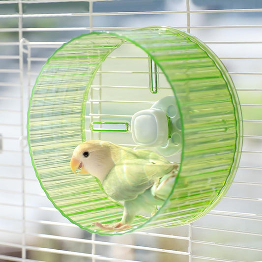 17cm  Parrot Silent Running Wheel, Parrot Exercise Wheel, Birds, Parrots, Turtles, Hamsters, Small Animal Quiet Running Wheel (Green)