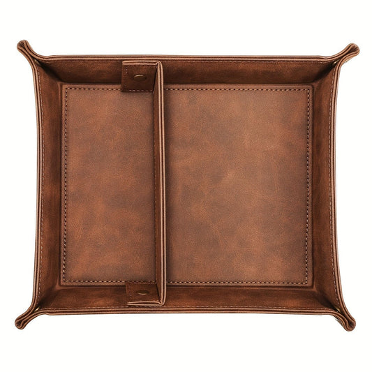 Tray desktop storage rack, detachable 2 compartments tray bedside dressing table bedside table desktop storage board, brown