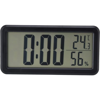 Digital Alarm Clock, Portable Black LCD with Temperature & Humidity Display, Wall Mountable, Ideal for Dorm or Desktop Use