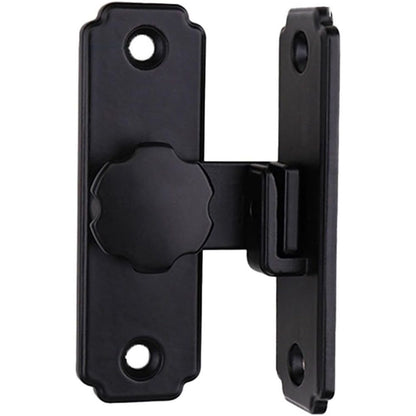 Heavy Duty 90 Degree Barn Door Lock,  Stainless Steel Security Sliding Door Latch for Barn, Garden, Bathroom, Fence, Shed - Anti-Rust and Robust (Short/Black)