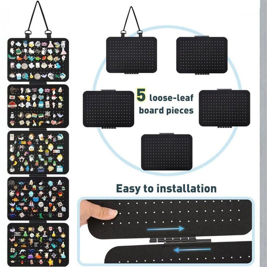 Enamel Lapel Pin Display Panels Organizer with 5 Loose-Leaf Board Pieces, Hanging Brooch Pin Organizer, (Pins Not Included) (Black)
