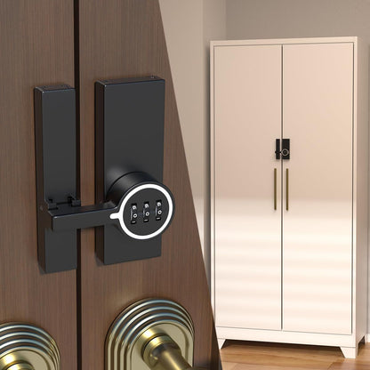 Black (Luminous) 180 Degree Barn Door Lock,3 Digit Password Keyless,Mechanical Password Lock,Flip Latch with Combination,for Barn Door,