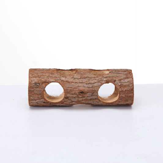 Natural Wood Tunnel Hamster Tunnel for Hamster Reptile Small Animals Cage Hollow Tree Trunk Hideout Toy (20cm long  aperture 3.8CM)
