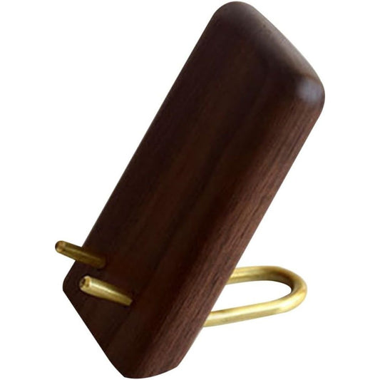 Wooden Desktop Phone Stand, Portable Mobile Phone Bracket for Office and Live Streaming, Creative Black Walnut Cellphone Holder with Stable Tabletop Rack