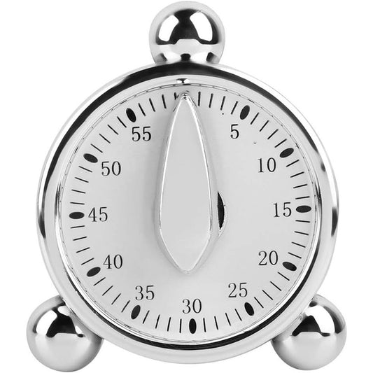 Baking Timer Mechanical Cooking Reminder 60 Minute Kitchen Timer, Silver Clockwork timer small alarm clock design