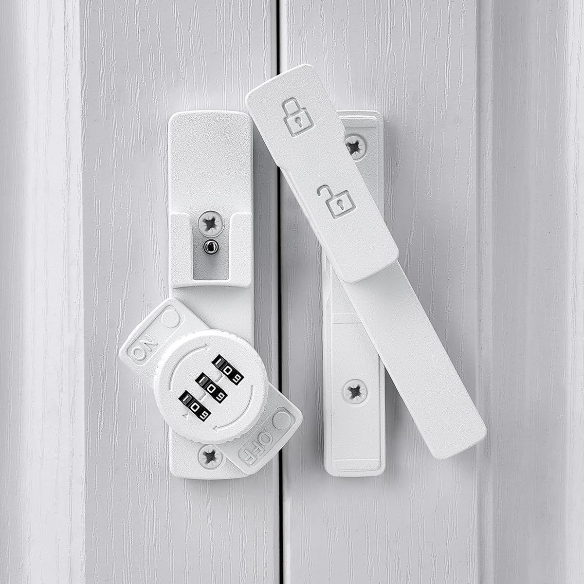 White 180 Degree Barn Door Lock,Mechanical Password Lock,3 Digit Password Keyless,Flip Latch with Combination,Protect Privacy,for Barn Door,Cabinets,Windows,Garden,Bathroom
